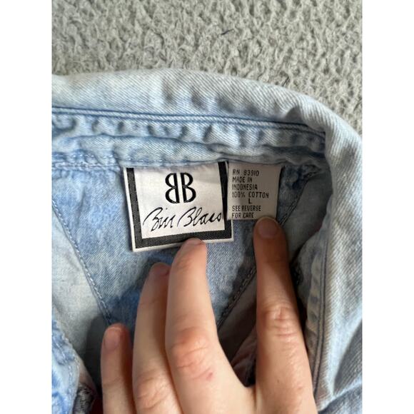 Vintage Bill Blass Button Shirt Large America Long Sleeve Blue Red Western Rodeo - Picture 15 of 16